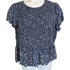 Old Navy Navy Floral Print Blouse